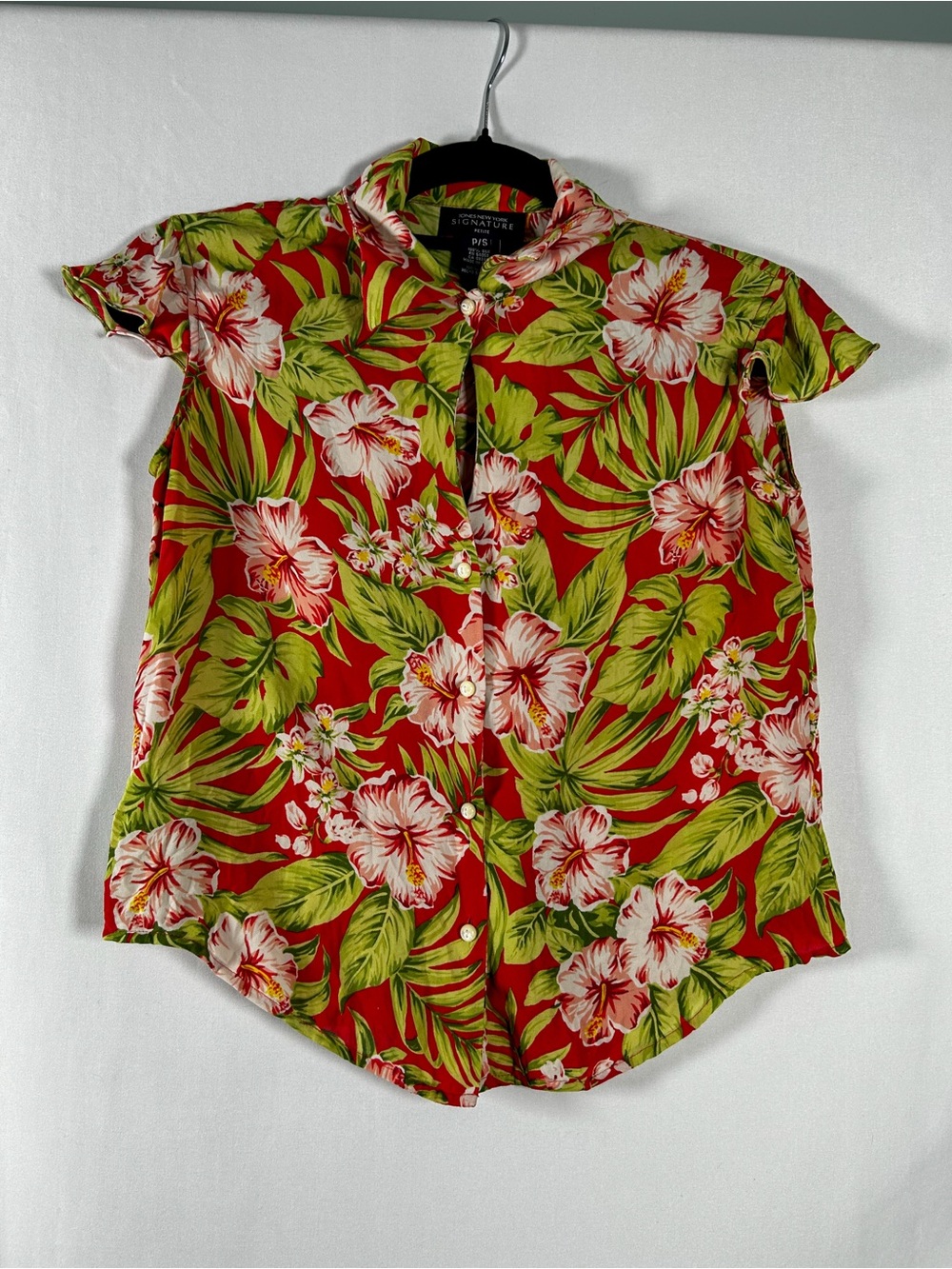 Jones New York 100% Silk Tropical Print Blouse